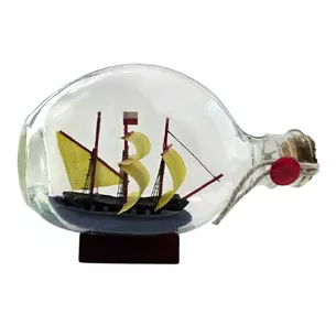Model of a sailboat in a bottle (13x7 cm)