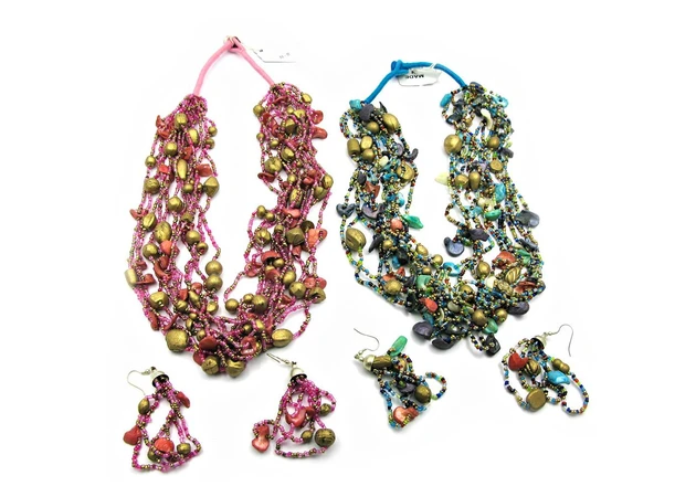 Фото 1 - Necklace made of beads and shells + earrings