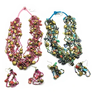 Necklace made of beads and shells + earrings