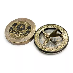 Солнечные часы с компасом бронзовые (d-8,5, h-2,1 см)