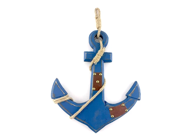 Фото 1 - Blue wooden anchor (44x27x1.5 cm)