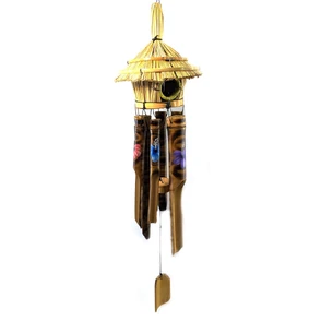 Wind music House bamboo painted (16x16x70 cm)