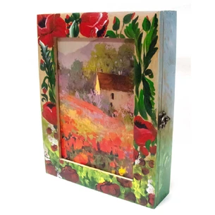 Poppy key ring, solid wood painted by hand (25x19x6.5 cm)