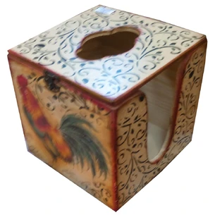 Roosters cube napkin holder (14x14x14) pine, linden