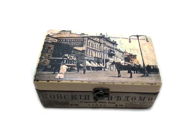 Фото 1 - Box Old Kharkiv Nikolaevskaya ploshchad (20.5x12.5x8 cm) made of solid wood
