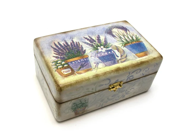 Фото 1 - Скринька дерево Лаванда, горщики (дуб, ясен) (16х10х6см.) з масиву дерева