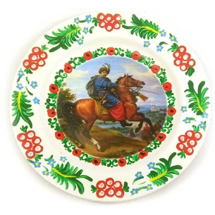 Plate Cossack on horses painted by hand (24 cm)