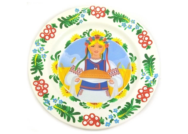 Фото 1 - Plate Ukrainka with bread hand-painted (24 cm)