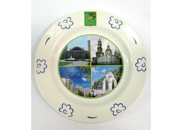 Фото 1 - Budyansky faience plate (d-240 mm) Kharkov (24 pcs/box) (there are stands, to order).