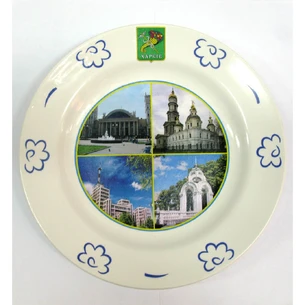 Тарелка Будянский фаянс (d-240 мм) Харьков (24 шт/ящ) (есть подставки, под заказ).