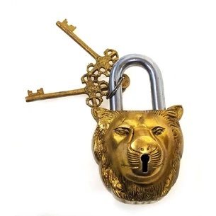Tibetan bronze lion castle (14x8, 5x5 cm) (730 g)
