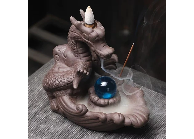 Фото 1 - Підставка для пахощів Back Flow Дракон та Сфера (14х16х10 см)