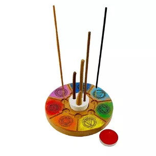 Aroma stand 7 chakras, (d14cmh1.8cm) wood, variously coated with enamel and varnish, solid wood