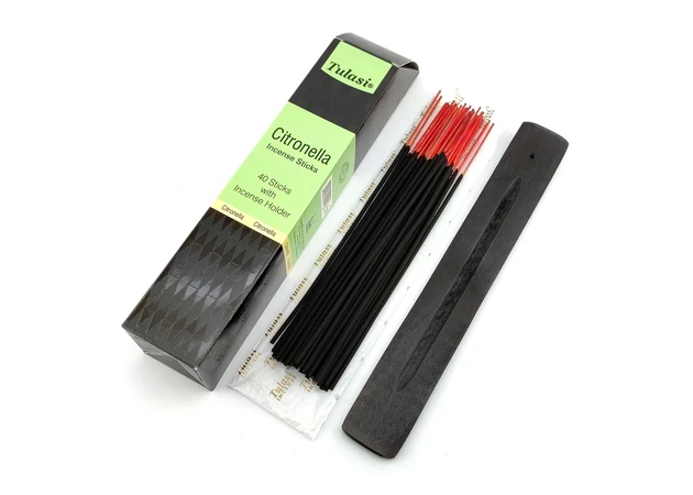 Фото 1 - Citronella 40 Stiks with Incense Holder (Благоухание 40 штук с деревянной подставкой) (Tulasi)