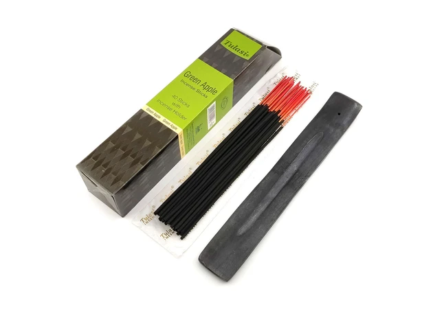 Фото 1 - Green Apple 40 Stiks with Incense Holder (Пахощі 40 штук з дерев'яною підставкою) (Tulasi)