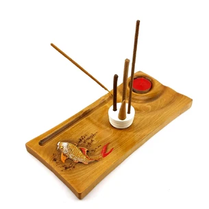 Carp aroma stand (24.5×12×1.8 cm) solid wood, carved, covered with enamel and varnish.