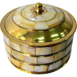 Bronze casket with mother-of-pearl (d-7, h-7 cm)