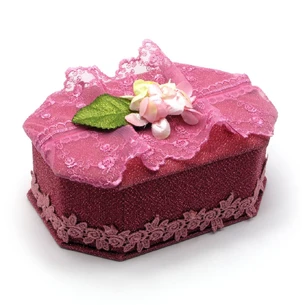 Jewelry box with a mirror Octagonal fabric (17x12x8.5 cm)