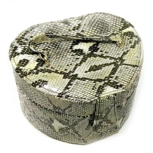 Box for decorated snake skin Heart black and gray (13x15x10 cm)