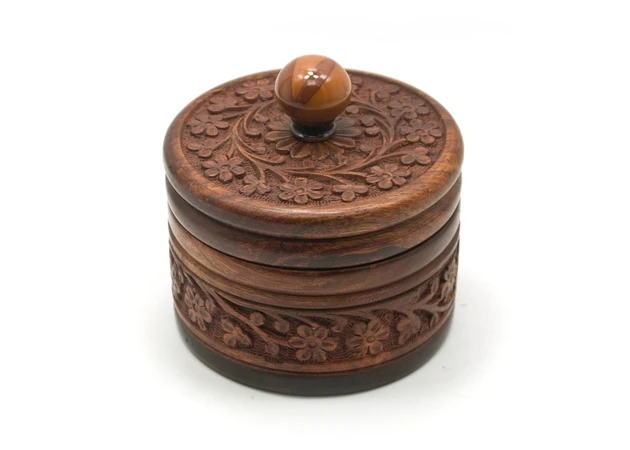 Фото 1 - Casket round rosewood (d-10, h-8.5 cm) (4)