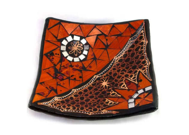 Фото 1 - Terracotta dish with mosaic (19x19x4 cm) C