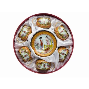 Сервиз круглый фарфор (110 мл) (6SCS1121-A) 6 чашек + 6 блюдец Девушки (h-5,5 см, d-5см, d блюдца 11 см)