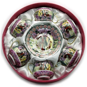 Сервиз круглый фарфор (110 мл) (6SCS114) 6 чашек + 6 блюдец Фиолетовый (h-5,5 см, d-5см, d блюдца 11см