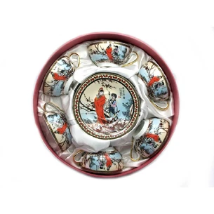 Сервиз круглый фарфор (70мл.) (6CCS102) 6 чашек + 6 блюдец Сакура