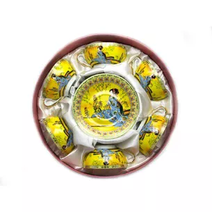 Сервиз круглый фарфор (70мл.) (6CCS141-4) 6 чашек + 6 блюдец Желтый (h-4 см, d-7,3 см, d блюдца 11 см)