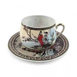 Porcelain service (SCS102) 1 cup+1 saucer Sakura (110 ml) (h-5.2cm, d-5.3cm, saucer d-11cm)