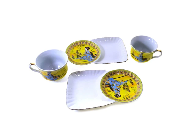 Фото 1 - Porcelain service (170 ml) (2C141-4) 2 cups + 2 saucers Chinese woman (h-6.5 cm, d-8.5 cm, saucer 21x12 cm)