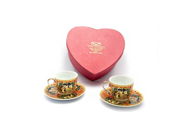 Фото 1 - Porcelain service (2HE86-1) 2 cups + 2 saucers Red (160 ml) (h-6 cm, d-8 cm, d saucer 14 cm)