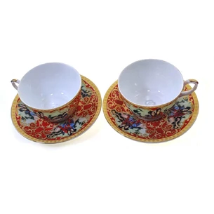 Porcelain service (2JBS108-1) 2 cups + 2 saucers Red (210 ml) (16 pcs. in a box)
