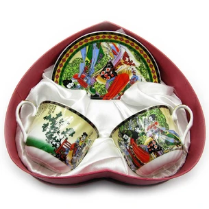 Сервиз фарфор (2HE79) 2 чашки +2 блюдца Девушки (160мл) (h-6 см, d-8см, d блюдца 14 см)