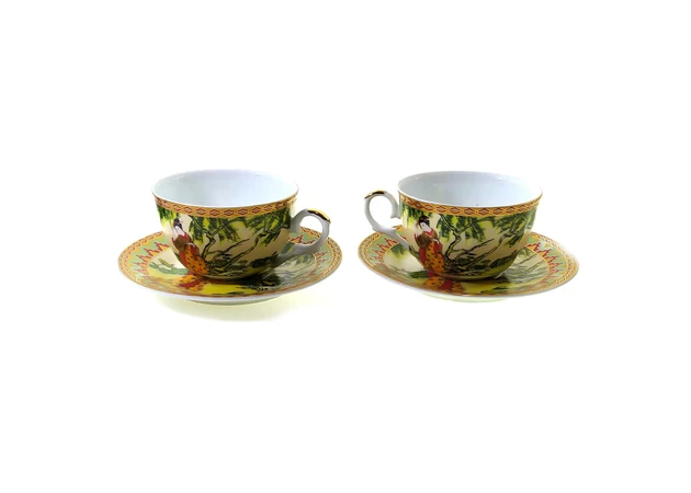 Фото 1 - Porcelain service (2JBS140) 2 cups + 2 saucers Geisha (210 ml) (h-6 cm, d-10 cm, d saucer-15 cm)