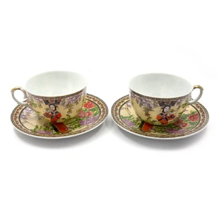 Porcelain service (2JBS126) 2 cups + 2 saucers Geisha (210 ml) (h-6 cm, d-10 cm, d saucer-15 cm)