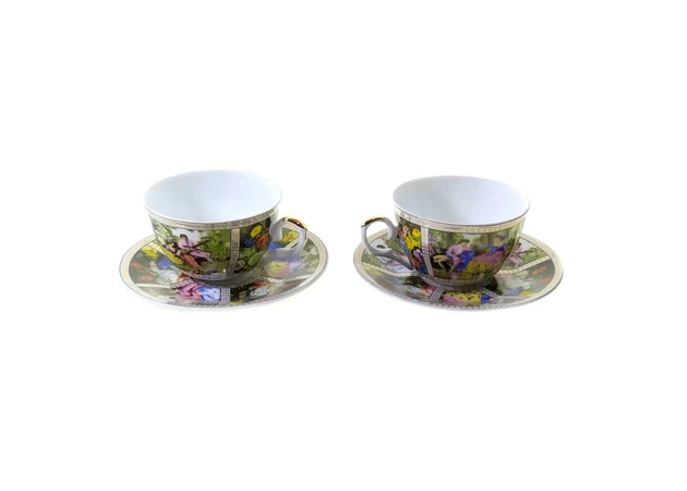 Фото 1 - Porcelain service (2JBS138) 2 cups + 2 saucers (210 ml) (h-6 cm, d-10 cm, d saucer-15 cm)