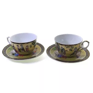 Сервиз фарфор (2JBS70) 2 чашки +2 блюдца Девушки (210 мл) (h-6 см, d-10см, d блюдца-15 см)