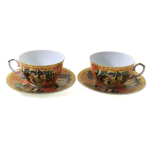 Porcelain service (2JBS86-1) 2 cups + 2 saucers Red (210 ml) (h-6 cm, d-10 cm, d saucer-15 cm)