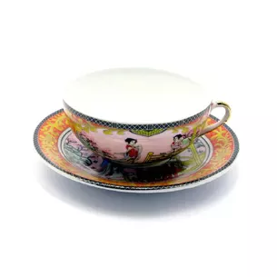 Porcelain cup and saucer (150 ml) (SBS112-4) Golden (h-4.5 cm, d-9.5 cm d saucer-13 cm)