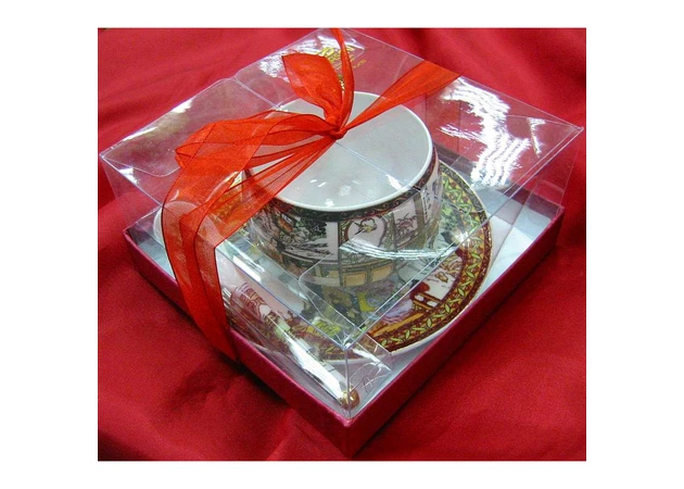Фото 1 - Porcelain cup + saucer (210 ml) (ACS76) Painting (h-6 cm, d-cups – 8cm, d-saucer – 14cm)