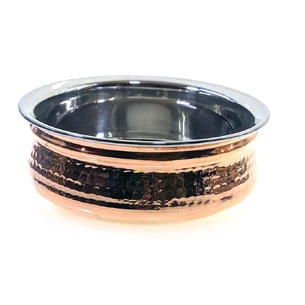 Stainless steel dish. steel and copper (d-15 cm h-6 cm)