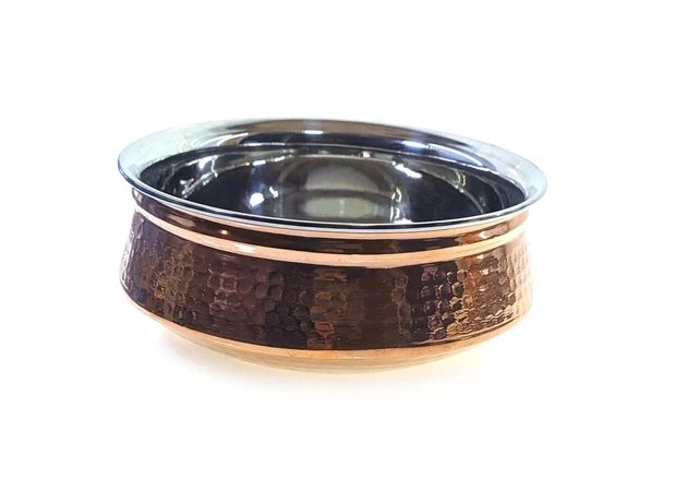 Фото 1 - Stainless steel dish. steel and copper (d-17 cm h-7 cm)
