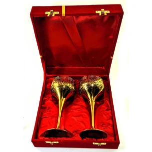 Gold-plated bronze glasses (no. 2 pcs/200 ml.) (H-17 cm (24x18.5x7.5 cm))
