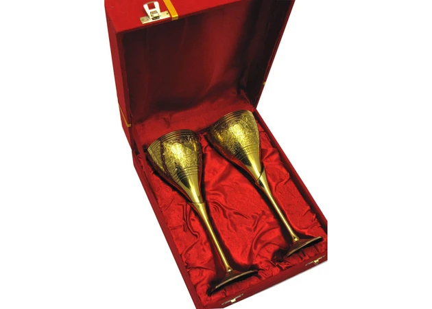 Фото 1 - Gold-plated bronze glasses (no. 2 pcs/220 ml) (h-22 cm) (22x20x8.5 cm)