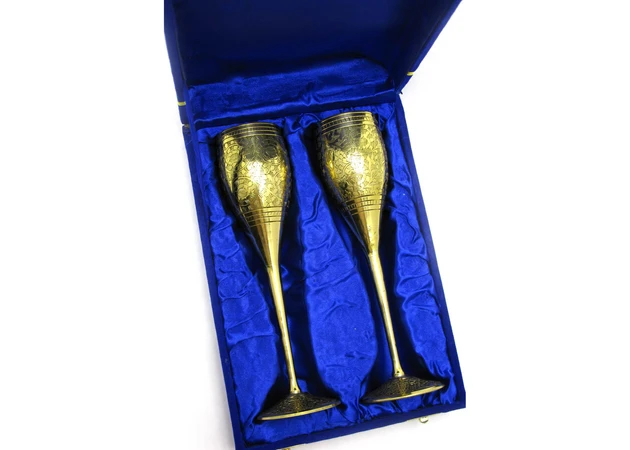 Фото 1 - Gold-plated bronze glasses (no. 2 pcs/180ml) (H-23 cm) (26.5x18x9 cm).