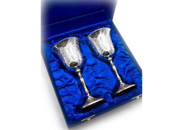 Фото 1 - Silver-plated bronze glasses (no. 2 pcs/210ml) (H-15.5 cm) (22x20x9 cm)