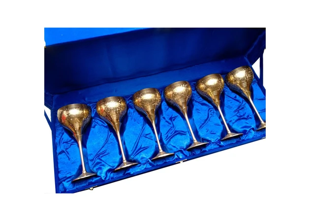 Фото 1 - Gold-plated bronze glasses (no. 6 pcs./250 ml.) (H-17 cm) (59x21.5x9 cm)