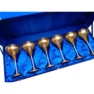 Gold-plated bronze glasses (no. 6 pcs./250 ml.) (H-17 cm) (59x21.5x9 cm)