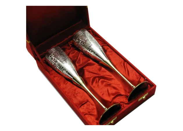 Фото 1 - Silver-plated bronze glasses (no. 2 pcs/120 ml) h-20.5 cm (27x19, 5x8 cm)